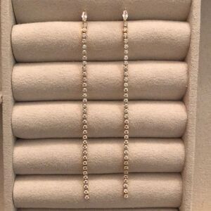 Nordstrom | Linear Cubic Zirconia Earrings | Gold Tone | 3” Length